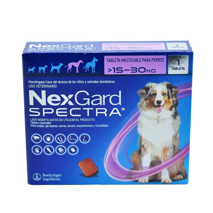 NEXGARD SPECTRA L  Contra pulgas y garrapatas Tableta Masticable Afoxolaner Productos veterinarios Desparasitantes | Envios a toda Guatemala