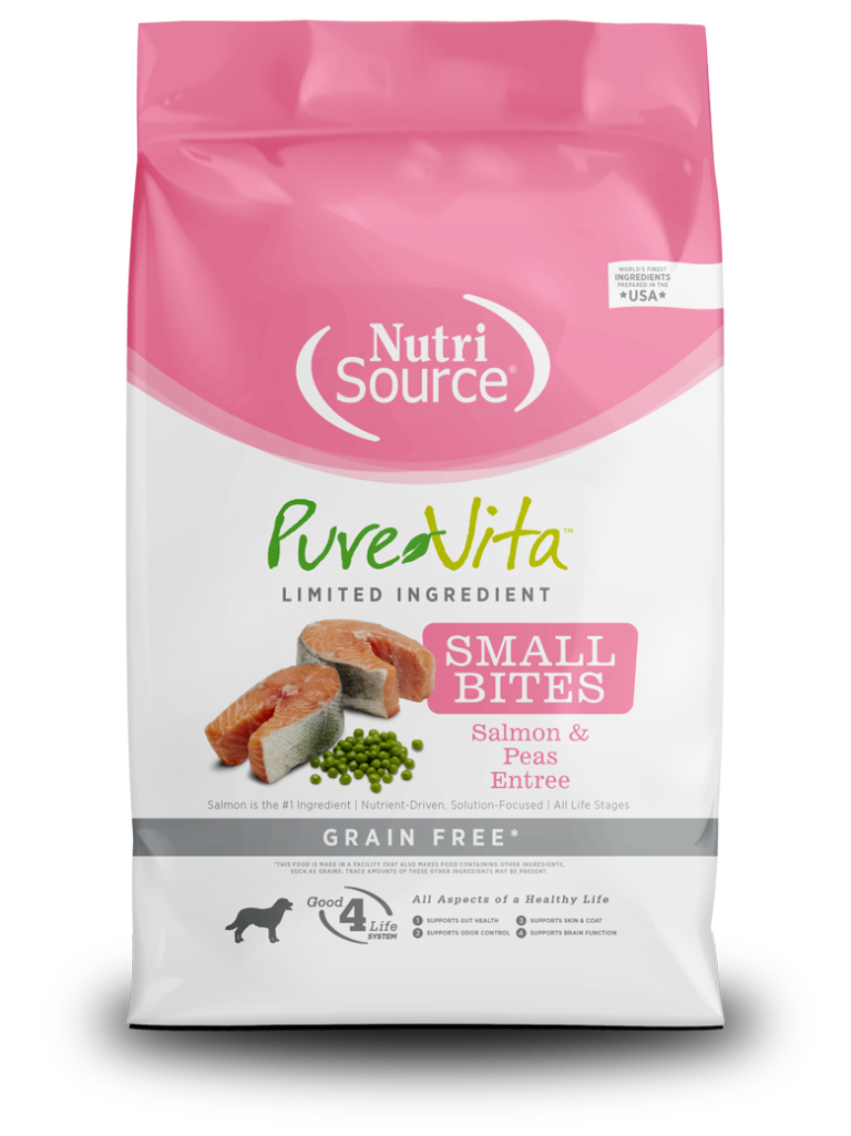Nutrisource Pure Vita Small Bites Salmon y Guisantes 12lb | Alimento Sin Granos para Perros Adultos de Razas PequeñasAlimentos para perroFarmacia.PET
