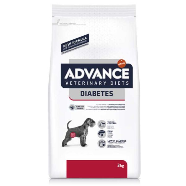 ADVANCE VETERINARY DIETS: Alimento para Perros Diabéticos 3 KG, Concentrado EspecializadoFarmacia.PET