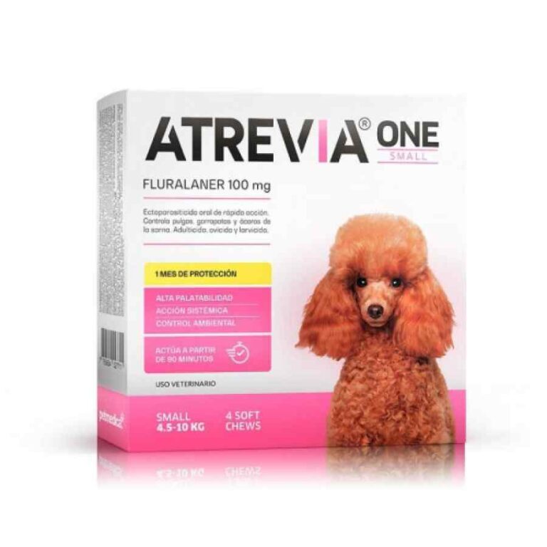 ATREVIA ONE SMALL - CAJA 4 TABLETA / 4.5 a 10 kg Fluralaner Tableta desparasitante Productos veterinarios Antipulgas | Envios a toda Guatemala