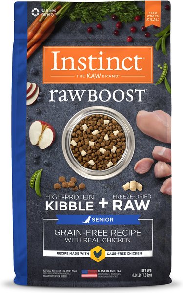 INSTINCT RAW BOOST GRAIN FREE CHICKEN SENIOR 4 LB - Alimento Premium para Perros Mayores sin GranosFarmacia.PET