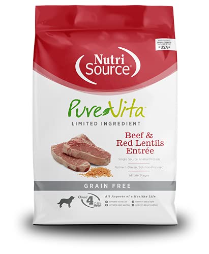 Nutrisource Pure Vita Res y Lentejas Rojas 25lb | Alimento Concentrado Premium Sin Granos para Perros Adultos | Tienda Online de MascotasAlimentosFarmacia.PET