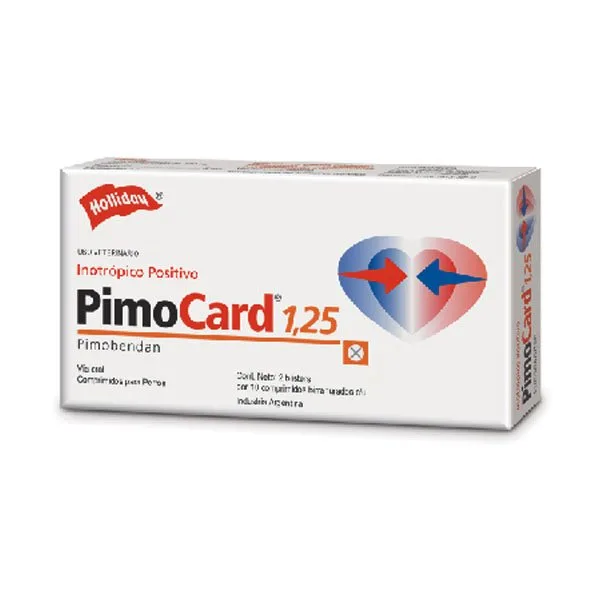 Pimocard 1.25 mg – Pimobendan – Inotrópico positivo y vasodilatador periférico en perros – Holliday – Caja con 20 comprimidos Productos veterinarios Holliday | Envios a toda Guatemala