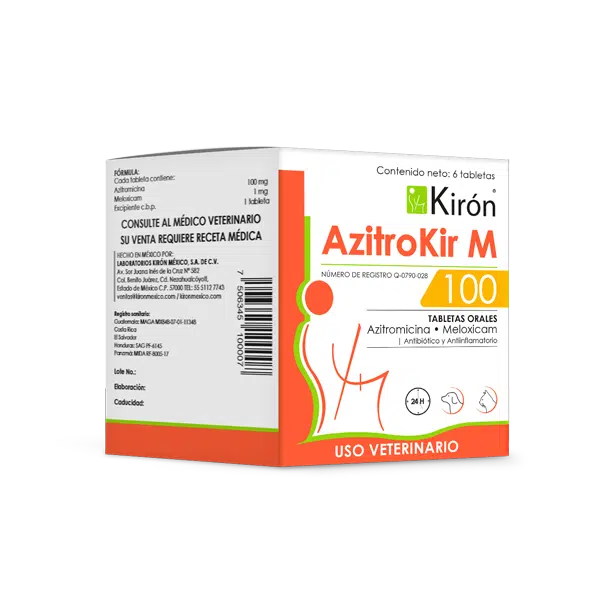 AzitroKir M 100 6 tabletas   Azitromicina 100 mg para perros y gatos Productos veterinarios Kiron | Envios a toda Guatemala