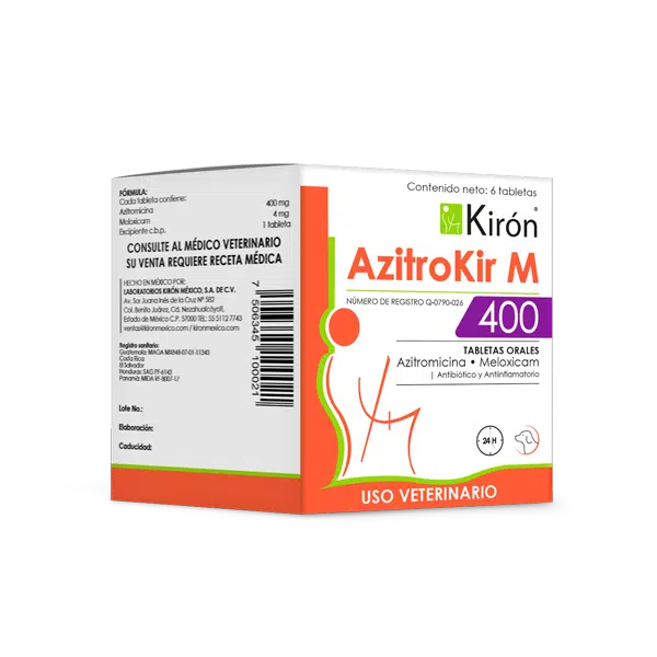 AzitroKir M 400 6 tabletas   Azitromicina de alta dosis en presentacion oral Productos veterinarios Kiron | Envios a toda Guatemala