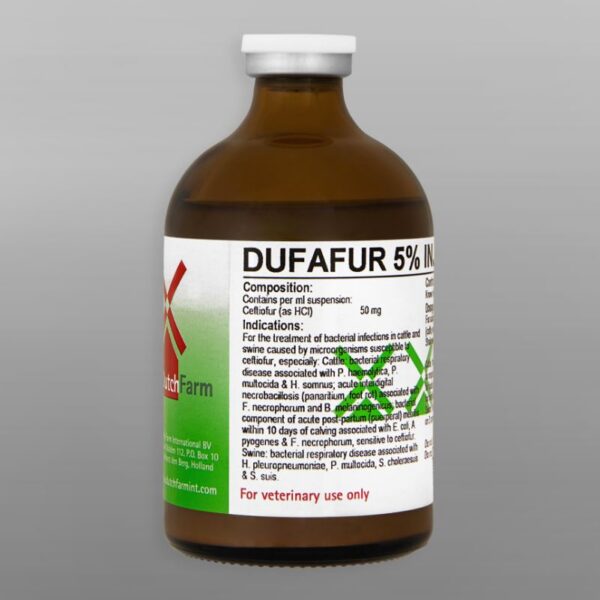 Dufafur 5%  Ceftiofur inyectable Frasco 100 ml Productos veterinarios Dutch Farm | Envios a toda Guatemala