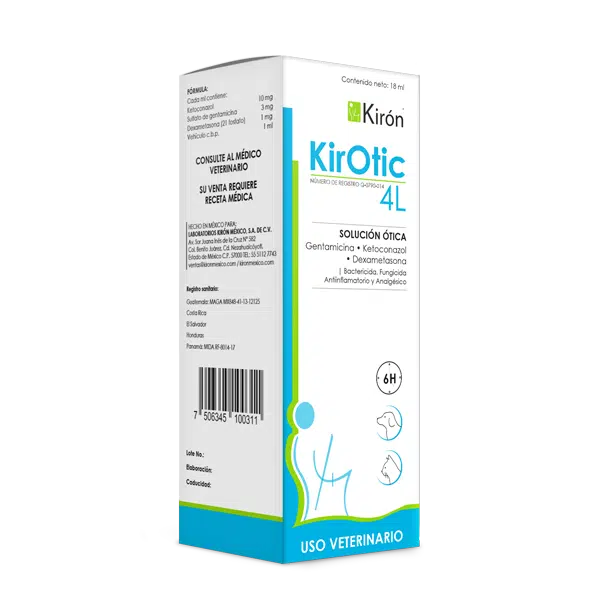KirOtic 4L 18 ml   Tratamiento otico para infecciones en perros Productos veterinarios Kiron | Envios a toda Guatemala