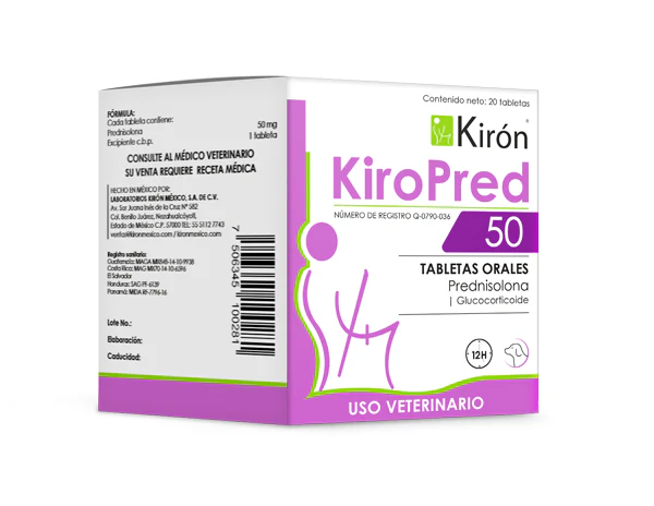 KiroPred 50 Frasco 20 tabletas   Tratamiento intensivo con prednisolona 50 mg Productos veterinarios Kiron | Envios a toda Guatemala