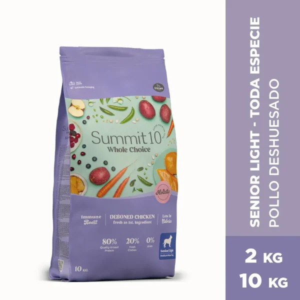 Summit 10 Whole Choice Senior-Light 2kg | Alimento Natural para Perros Mayores o con Sobrepeso Productos veterinarios Summit 10 | Envios a toda Guatemala