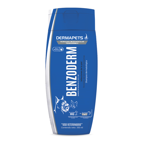 Benzoderm Shampoo Piodermas superficiales y profundos Productos veterinarios Pets Pharma | Envios a toda Guatemala