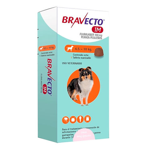 Bravecto 100 mg 4.5 a 10 Kg | Tableta Antiparasitaria para Perros Pequeños en Guatemala Productos veterinarios Bravecto | Envios a toda Guatemala