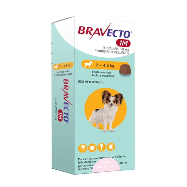 Bravecto 45 mg 2 a 4.5 Kg | Antipulgas y Garrapatas para Perros Mini en Guatemala Productos veterinarios Bravecto | Envios a toda Guatemala