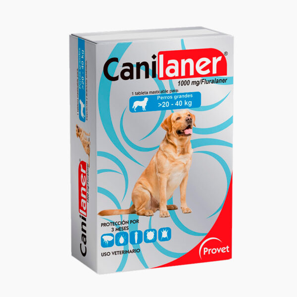 Canilaner 1000 mg Fluralaner Micronizado Tableta Masticable Perros de 20 a 40 kg Productos veterinarios Provet | Envios a toda Guatemala