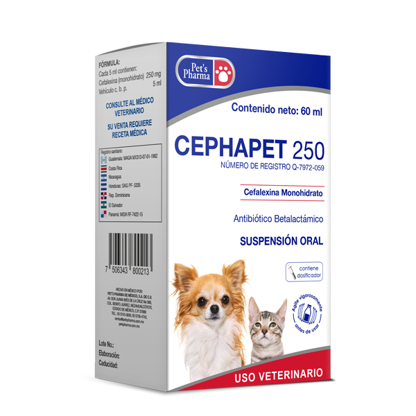 Cephapet 250 mg Antibiótico 60 ml Productos veterinarios Pets Pharma | Envios a toda Guatemala