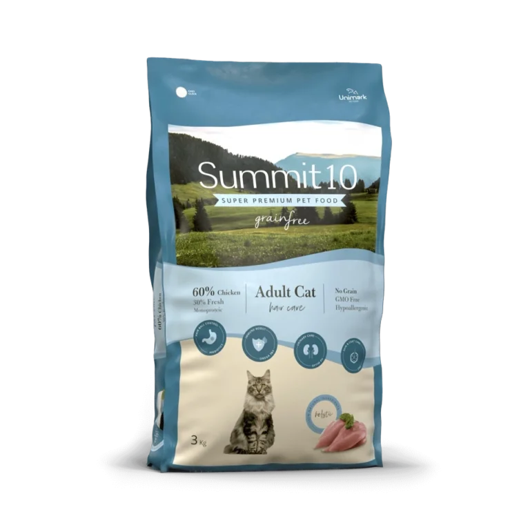 Summit 10 Grain Free Gato Adulto Hair Care 3kg | Alimento Sin Granos para Control de Bolas de Pelo Productos veterinarios Summit 10 | Envios a toda Guatemala