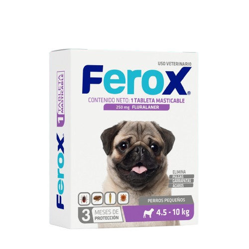 Ferox Fluralaner Tableta Masticable Antipulgas, Garrapatas y acaros Masticable Para Perros  4.5-10kg Productos veterinarios Ferox | Envios a toda Guatemala