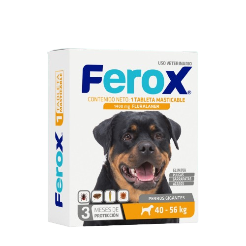 Ferox Fluralaner Tableta Masticable Antipulgas, Garrapatas y acaros Masticable Para Perros 40-56kg Productos veterinarios Ferox | Envios a toda Guatemala
