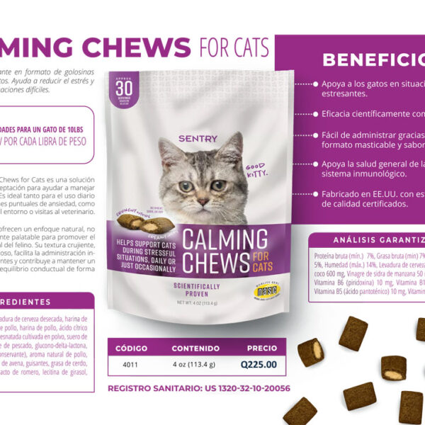Calming Chews para Gatos | Suplemento Antiestres Natural 30 unidades Productos veterinarios Vitaminas | Envios a toda Guatemala