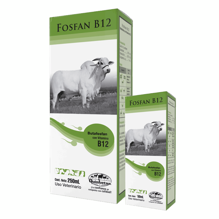 Fosfan B 12 Frasco 250 ml Tratamiento de trastornos agudos y cr?nicos del 
metabolismo Productos veterinarios Quimvet | Envios a toda Guatemala