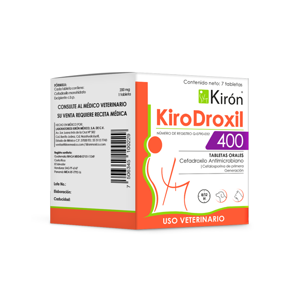 KiroDroxil 400 7 tabletas   Antibiotico oral para infecciones en mascotas Productos veterinarios Kiron | Envios a toda Guatemala