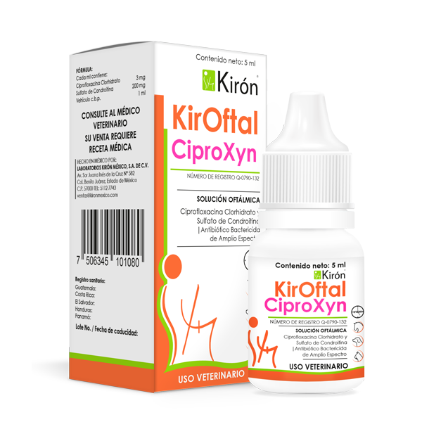 KirOftal CiproXyn Frasco 5 ml   Solucion oftalmica con ciprofloxacina Productos veterinarios Kiron | Envios a toda Guatemala