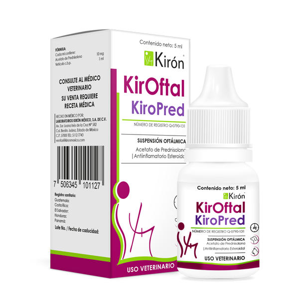 KirOftal KiroPred Frasco 5 ml   Prednisolona oftalmica para uso veterinario Productos veterinarios Kiron | Envios a toda Guatemala