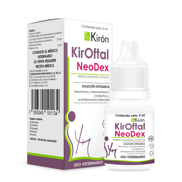 KirOftal NeoDex Frasco 5 ml   Gotas oftalmicas antibioticas y antiinflamatorias Productos veterinarios Kiron | Envios a toda Guatemala