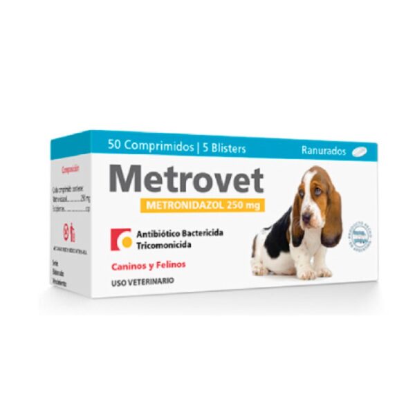 Metrovet 500 mg Metronidazol, Antibiótico de amplio  espectro/antiparasitario. Productos veterinarios Delta Vet Group | Envios a toda Guatemala