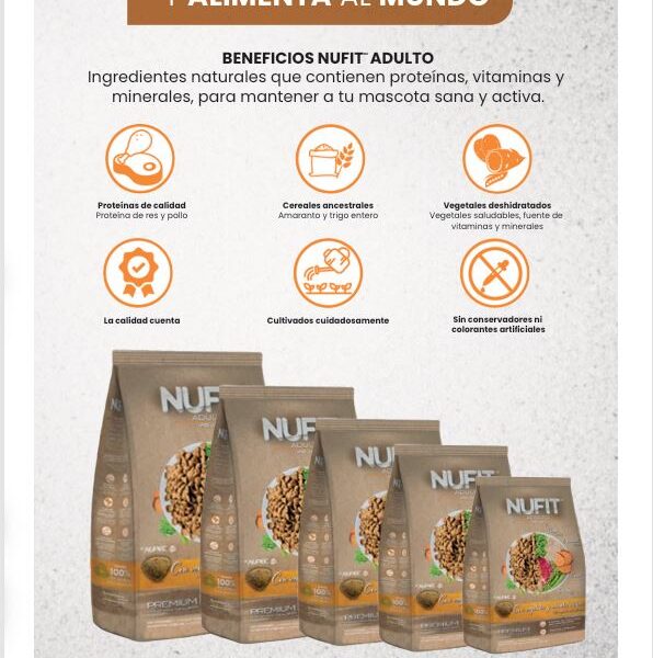 Nupec Nufit Adulto 4 kg | Nutricion Balanceada para Perros Adultos Grandes Productos veterinarios Alimentos | Envios a toda Guatemala