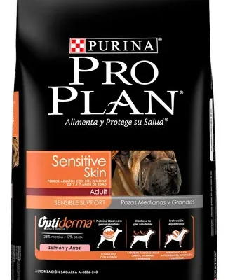 Pro Plan Adulto Optiderma Sensitive Skin Salmon Raza MedianaGrande 3 KG Productos veterinarios Alimentos para perro | Envios a toda Guatemala