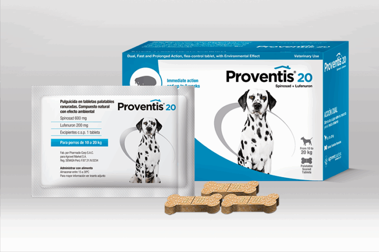 Proventis 20 | Tableta Masticable para Perros de 5.5 a 10 kg | Sobre con 1 Tableta Productos veterinarios Agrovet Market | Envios a toda Guatemala