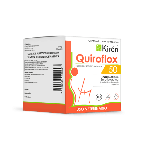 Quiroflox 50 10 tabletas   Tabletas antibioticas para perros Pequeños Productos veterinarios Kiron | Envios a toda Guatemala