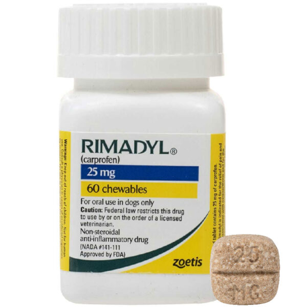 Rimadyl Chew Tabs 25 mg | Caja con 60 Tabletas (Zoetis) | Antiinflamatorio para Perros Productos veterinarios Zoetis | Envios a toda Guatemala