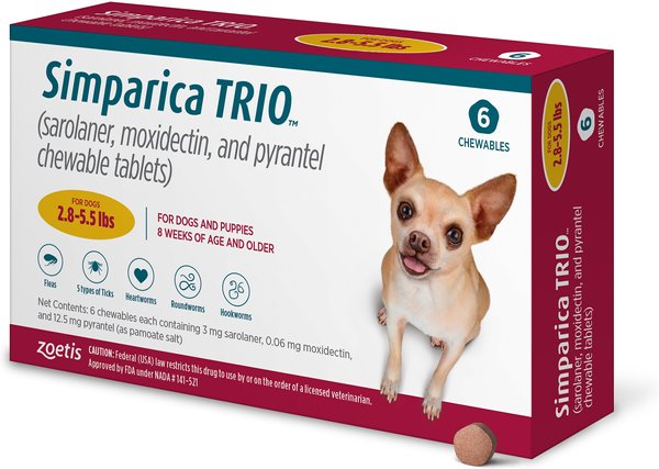 Simparica Trio 3 mg Gold – Control de Pulgas, Garrapatas y Parásitos | 3 Tabletas Productos veterinarios Zoetis | Envios a toda Guatemala