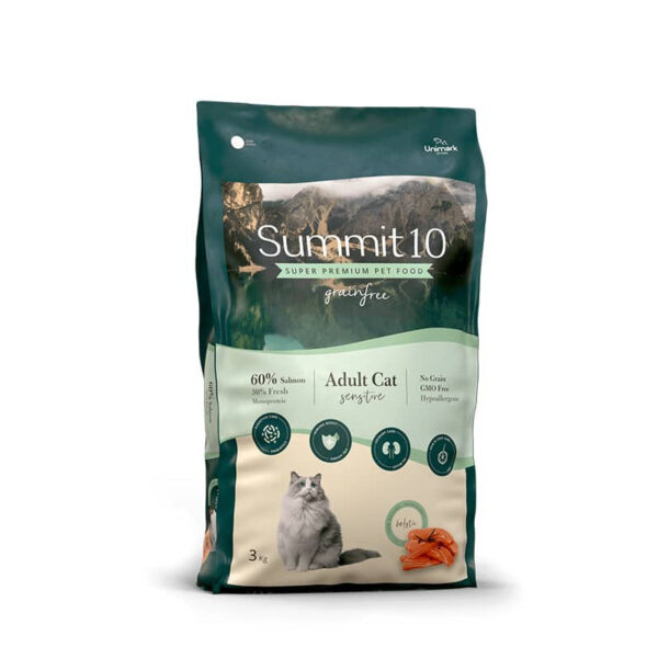 Summit 10 Grain Free Gato Adulto Sensitive 3kg | Alimento Sin Granos para Gatos con Digestion Sensible Productos veterinarios Summit 10 | Envios a toda Guatemala