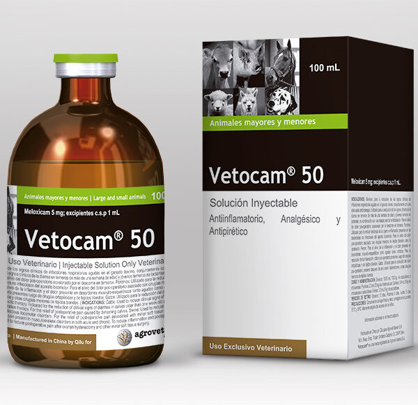 Vetocam 50 | Frasco de 50 ml | Antiinflamatorio y Analgesico Veterinario Productos veterinarios Agrovet Market | Envios a toda Guatemala
