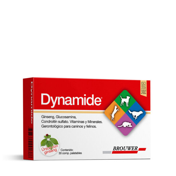 DYNAMIDE 30 COMPRIMIDOS Multivitaminico Ginseng Glucosamina Gerontologico para caninos y felins Brouwer Productos veterinarios Brouwer | Envios a toda Guatemala