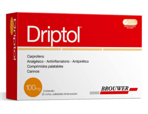 DRIPTOL 100 MG X 20 COMPRIMIDOS  Carprofeno Analgesico Antipiretico Caninos Brouwer Productos veterinarios Productos Brouwer | Envios a toda Guatemala