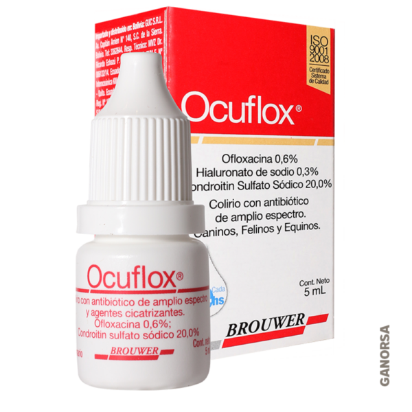 OCUFLOX X 5 ML Ofloxacina Colirio con antibiotico caninos felinos equinos Brouwer Productos veterinarios Brouwer | Envios a toda Guatemala