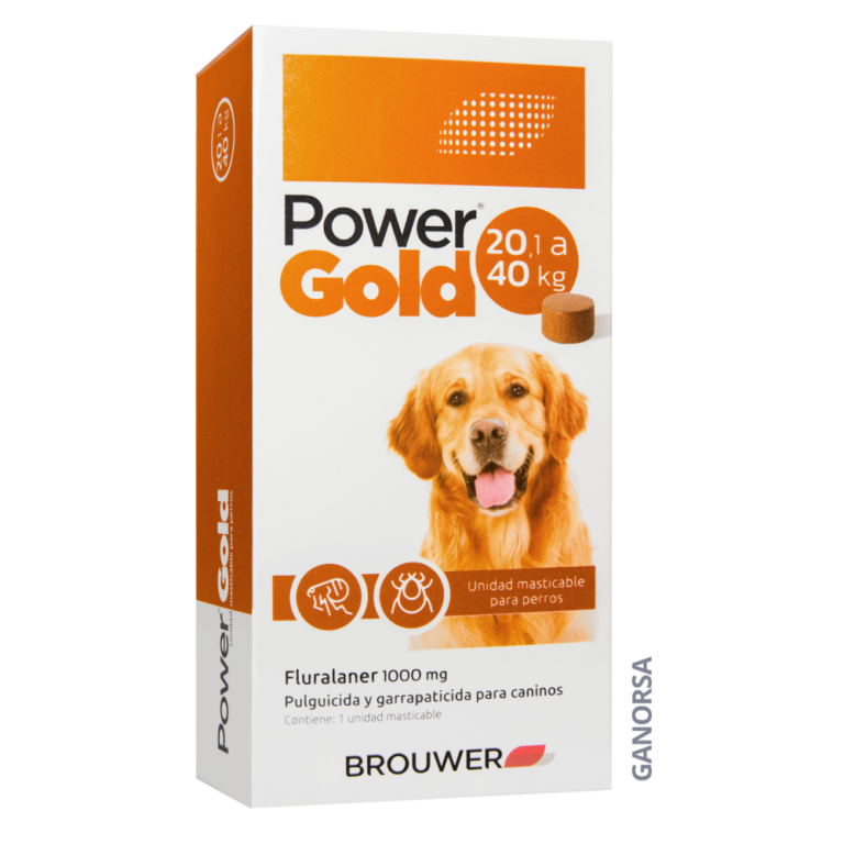 POWER GOLD 1000 MG 20.1 A 40 KG Fluralaner Pulguicida Garrapaticida Caninos Brouwer Productos veterinarios Brouwer | Envios a toda Guatemala
