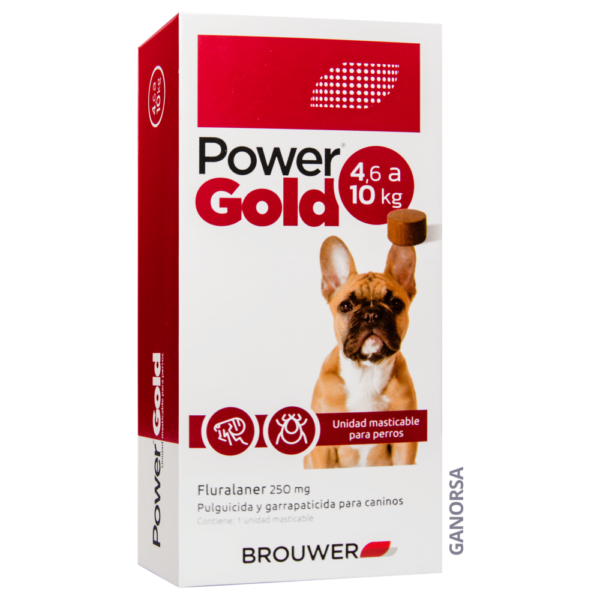 POWER GOLD 250 MG 4.6 A 10 KG Fluralaner Pulguicida Garrapaticida Caninos Brouwer Productos veterinarios Brouwer | Envios a toda Guatemala