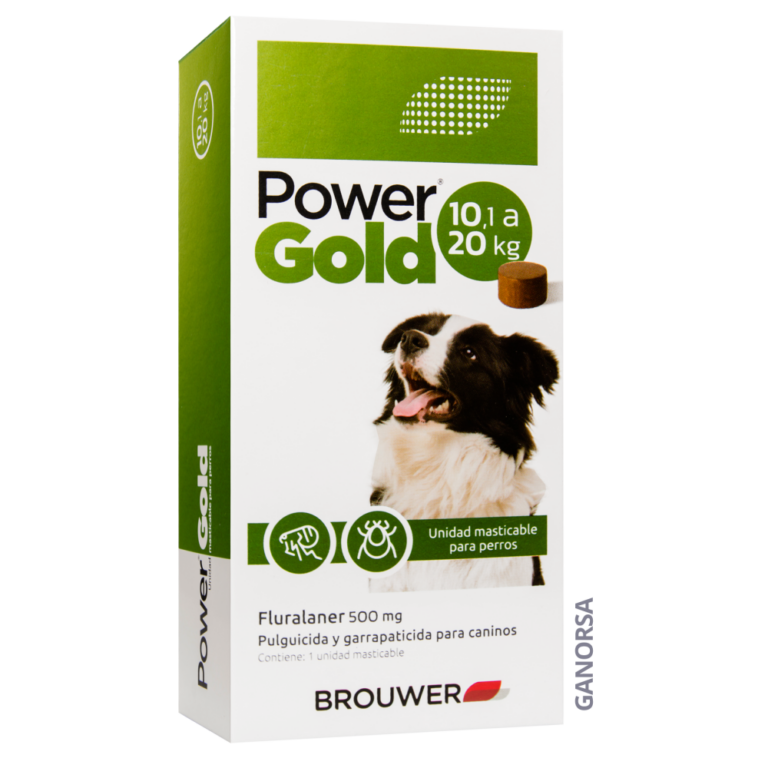 POWER GOLD 500 MG 10.1 A 20 KG Fluralaner Pulguicida Garrapaticida Caninos Brouwer Productos veterinarios Brouwer | Envios a toda Guatemala