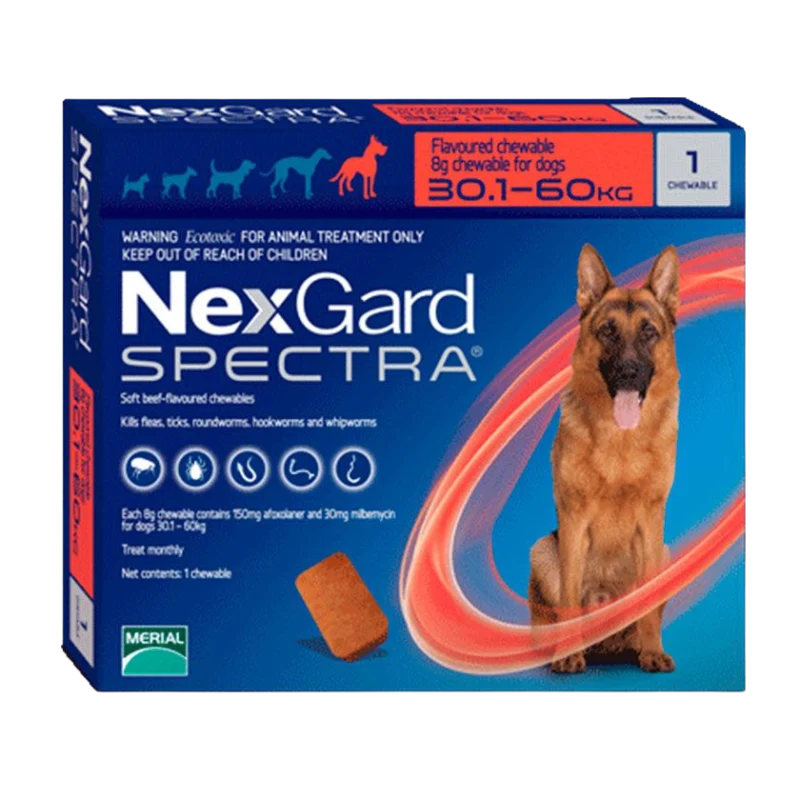 NEXGARD SPECTRA XL Contra pulgas y garrapatas Tableta Masticable Afoxolaner Productos veterinarios Boehringer Ingelheim | Envios a toda Guatemala