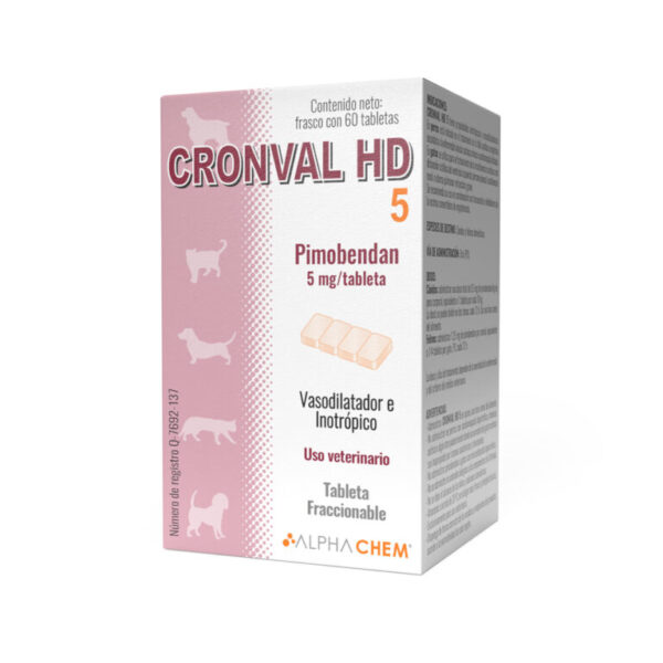 Cronval HD 5mg, 60 tabletas Pimobendan Vasodilatador e inotropico Productos veterinarios  | Envios a toda Guatemala