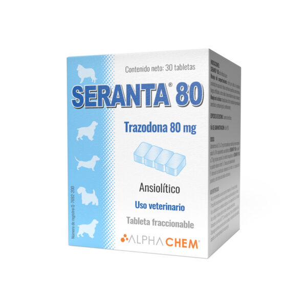 Seranta, 80mg, 30 tabletas Trazodona Ansiolitico para perros Productos veterinarios  | Envios a toda Guatemala