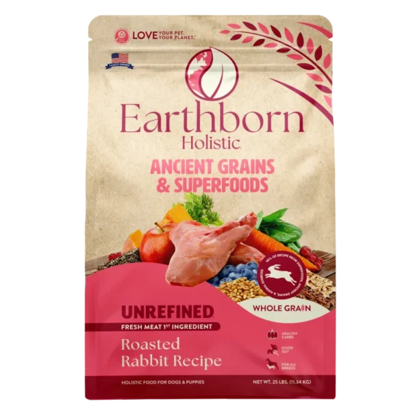 Earthborn Unrefined Roasted Rabbit Recipe Alimento Natural Premium para Perros Sin Granos Alta Proteína 4 lbs Productos veterinarios  | Envios a toda Guatemala