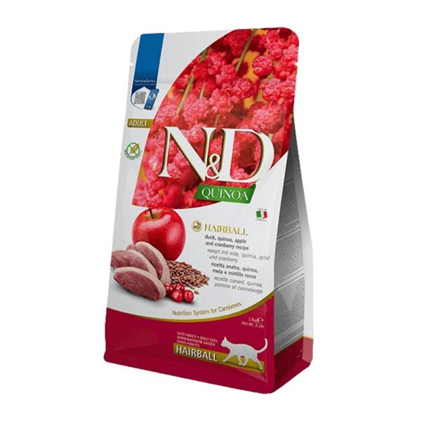 N&D Farmina Quinoa Gato Hairball Pato y Manzana Adulto 1.5kg Productos veterinarios N&D | Envios a toda Guatemala