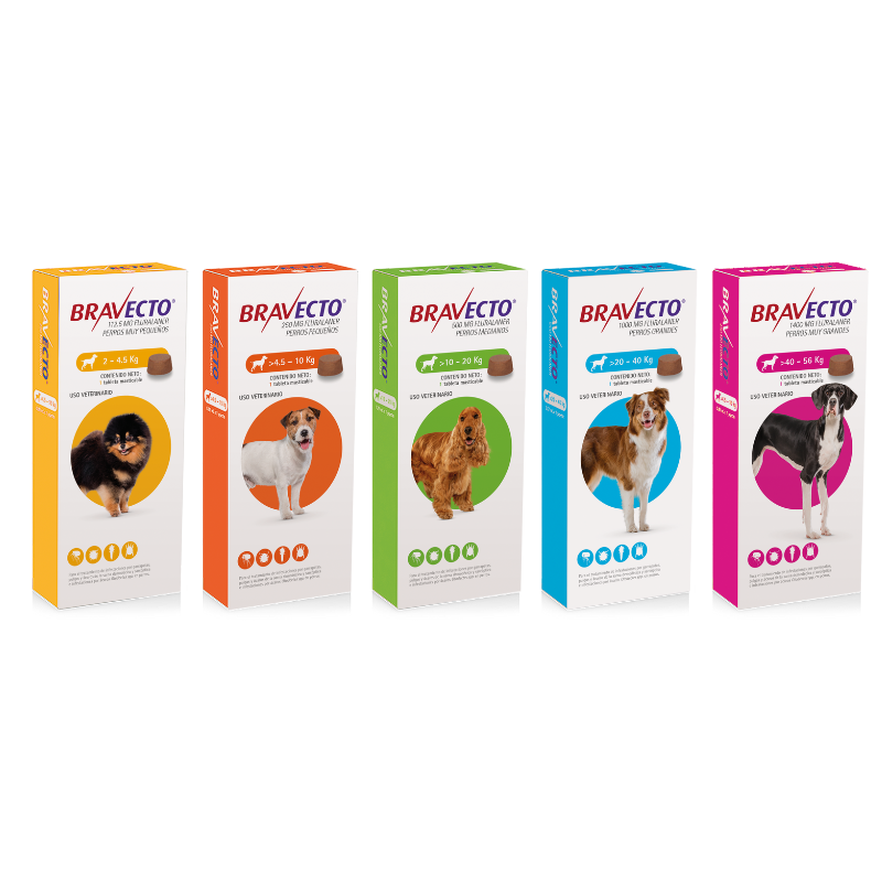 Bravecto 1400 MG DE 40 KILOS a 56 KILOS para 3 meses Fluralaner - Farmacia.pet Guatemala